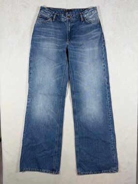 Nudie Jeans Wide Heidi Summer Shadow Women's 28W 34L Blue Wide Leg Flare Denim